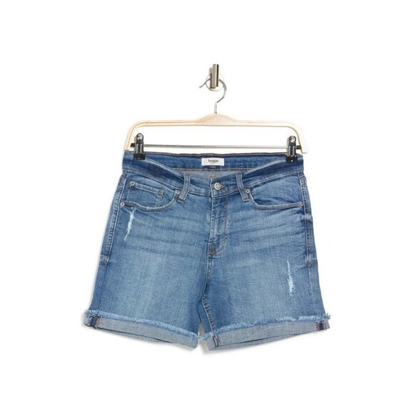 Kensie Womens Mid Rise Distressed Cuffed Bermuda Cut Off Jean Shorts Sz 8 New - Picture 5 of 8